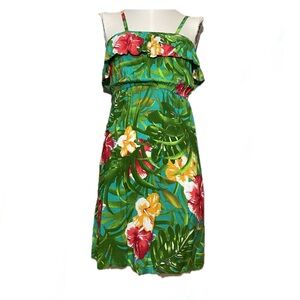 Tropical Floral Green Maxi Dress